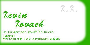 kevin kovach business card